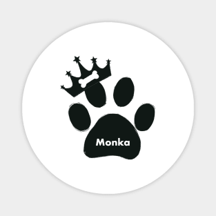 Monka name made of hand drawn paw prints Magnet